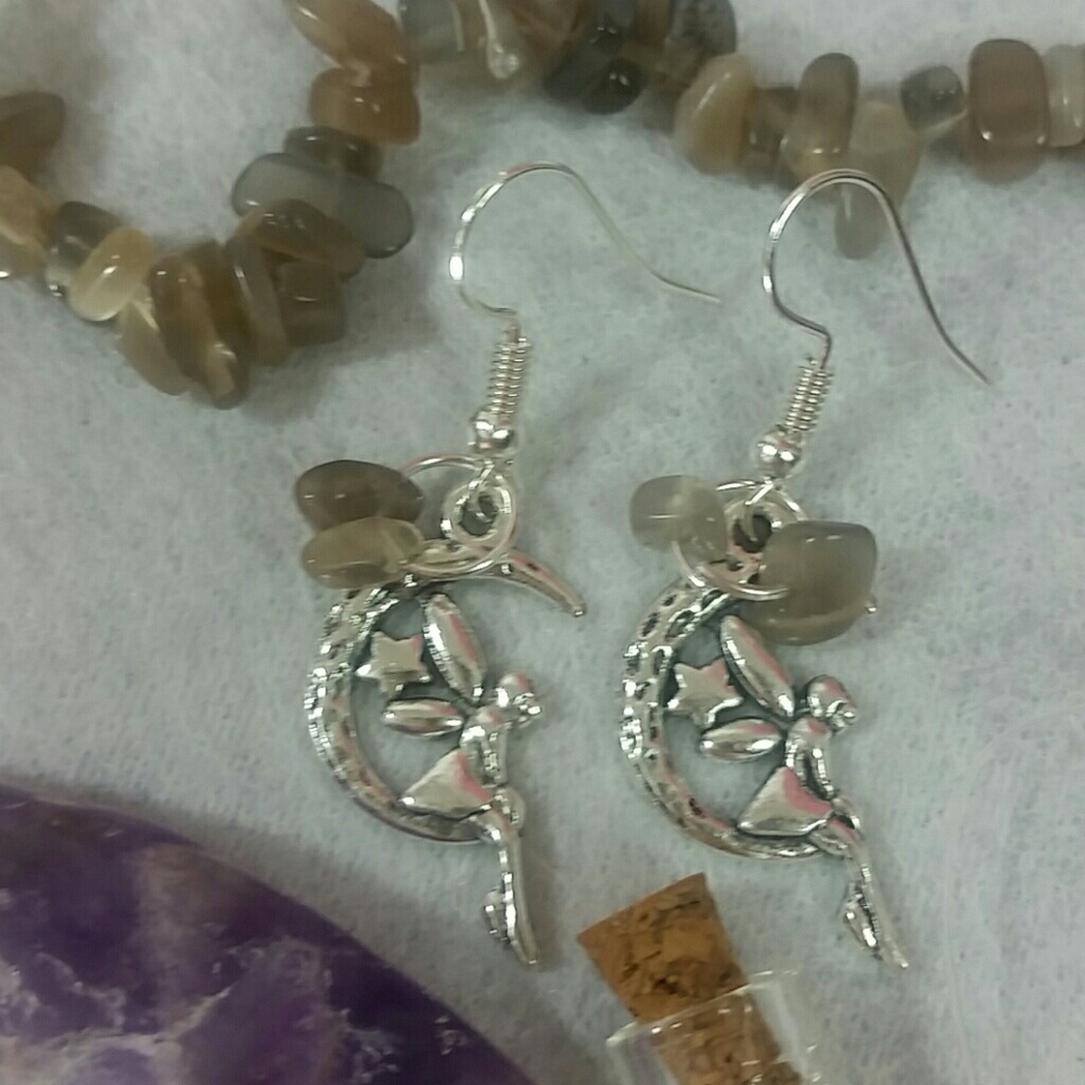 Fairy & crystal earrings +pick your stone - Picture 3 of 9